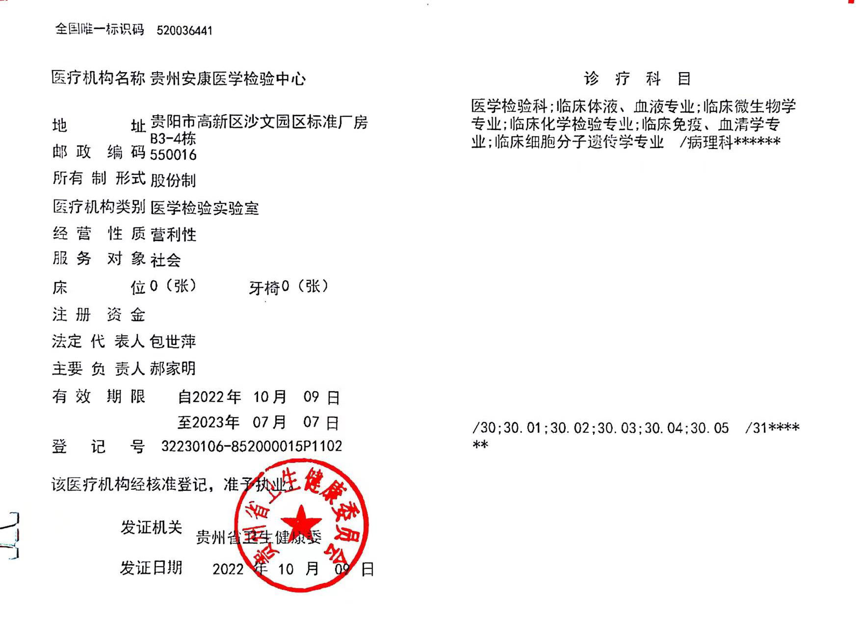诊疗科目
